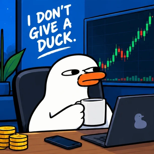 QUACKOS at a trading desk with coffee